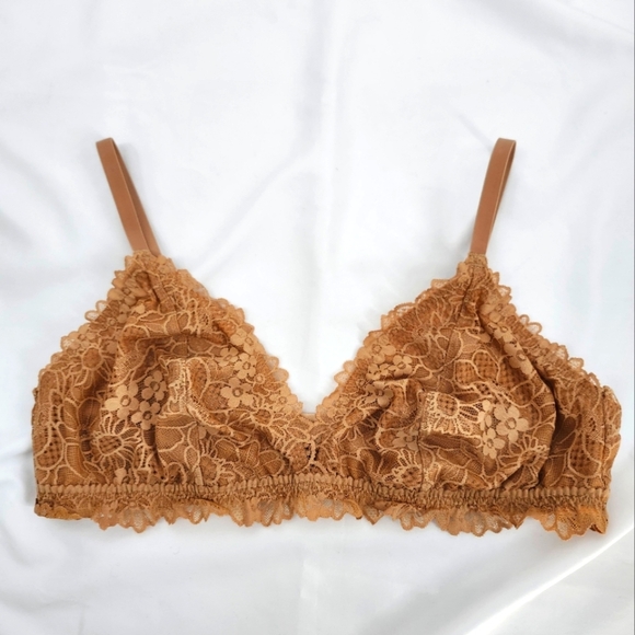 Aerie Womens Lace Bralette Size XL Nude Tan Triangle Adjustable‎ Coquette - Picture 1 of 7